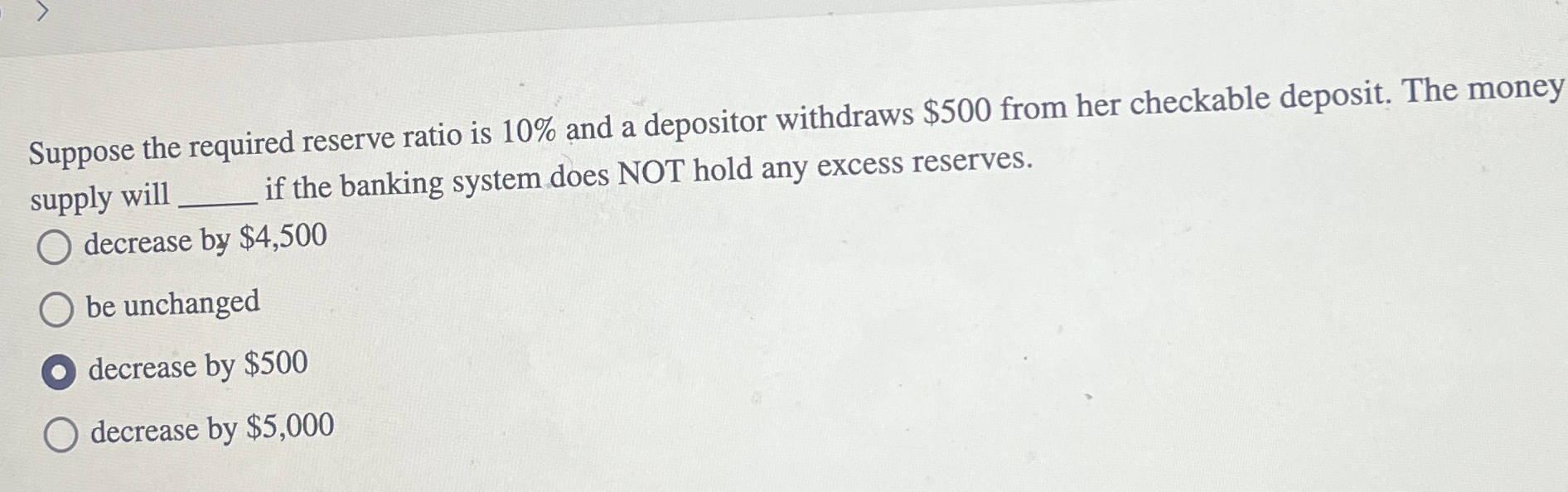 Suppose the required reserve ratio is 1 0 % and a