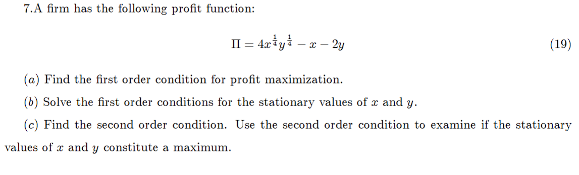 solve 7 . A firm has the following profit