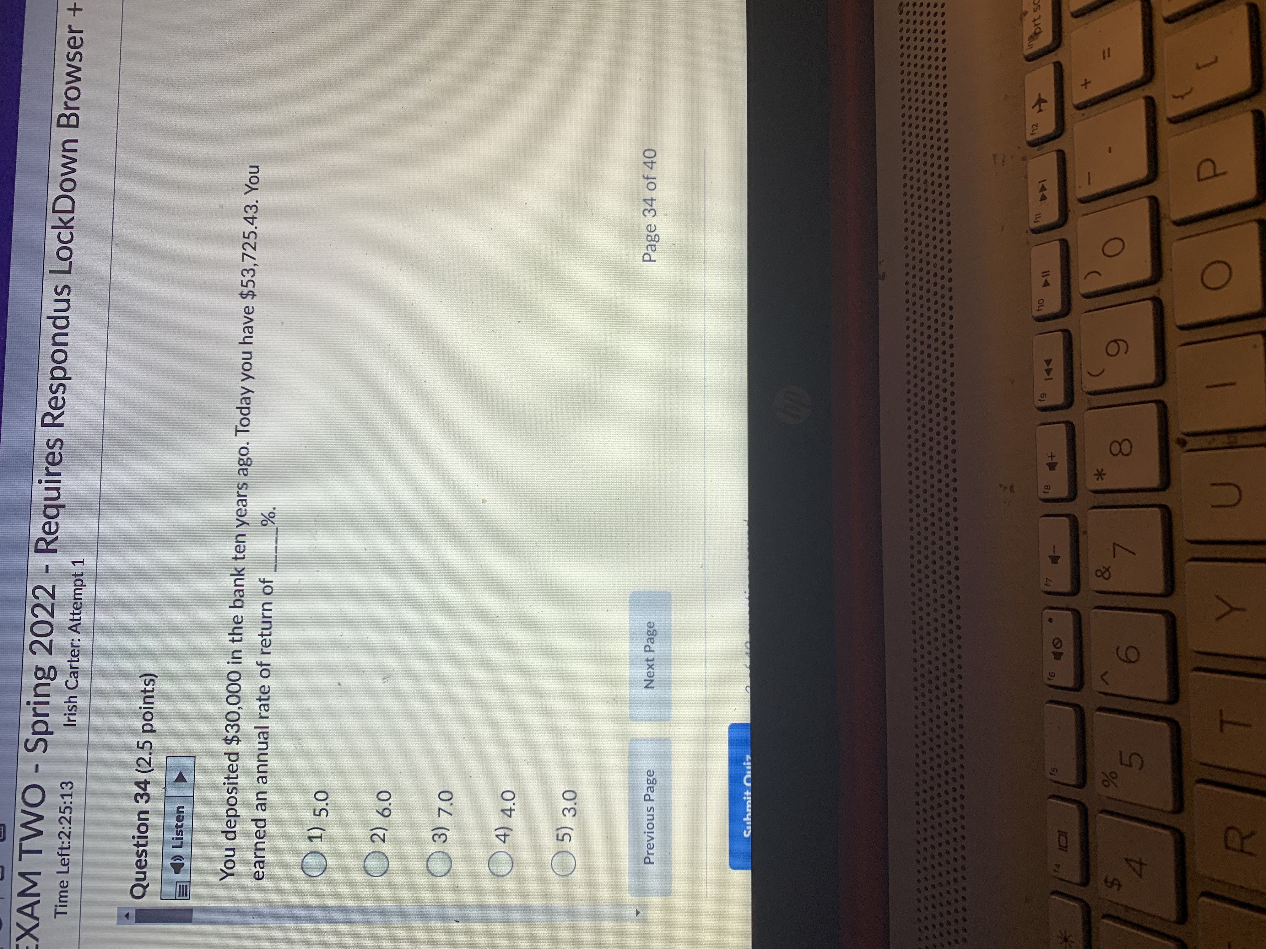 EXAM TWO - Spring 2022 - Requires Respondus