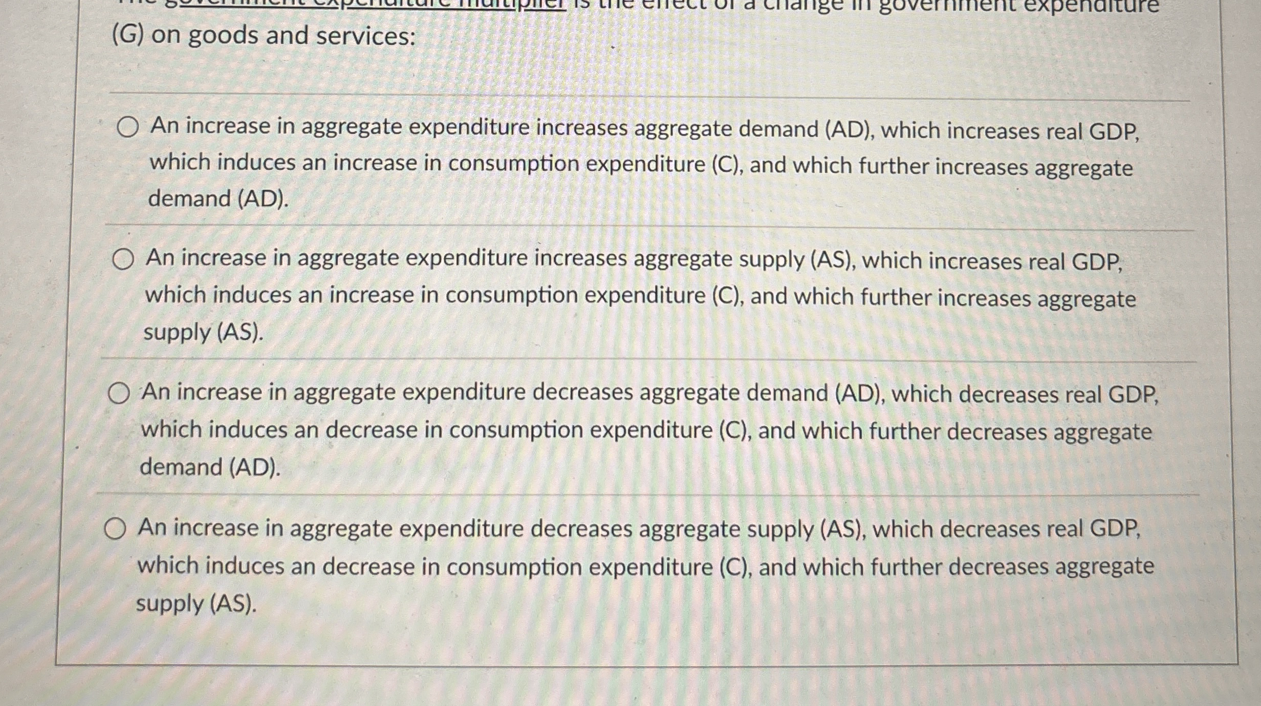 ( G ) on goods and services: An increase in