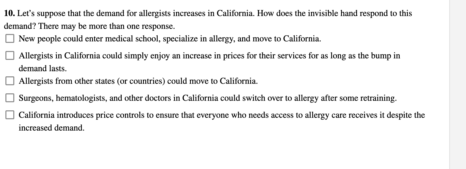 1 0 . Let's suppose that the demand for