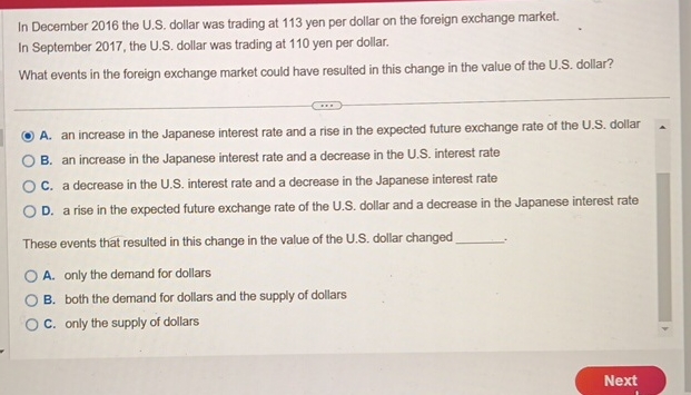 In December 2 0 1 6 the U . S . dollar was
