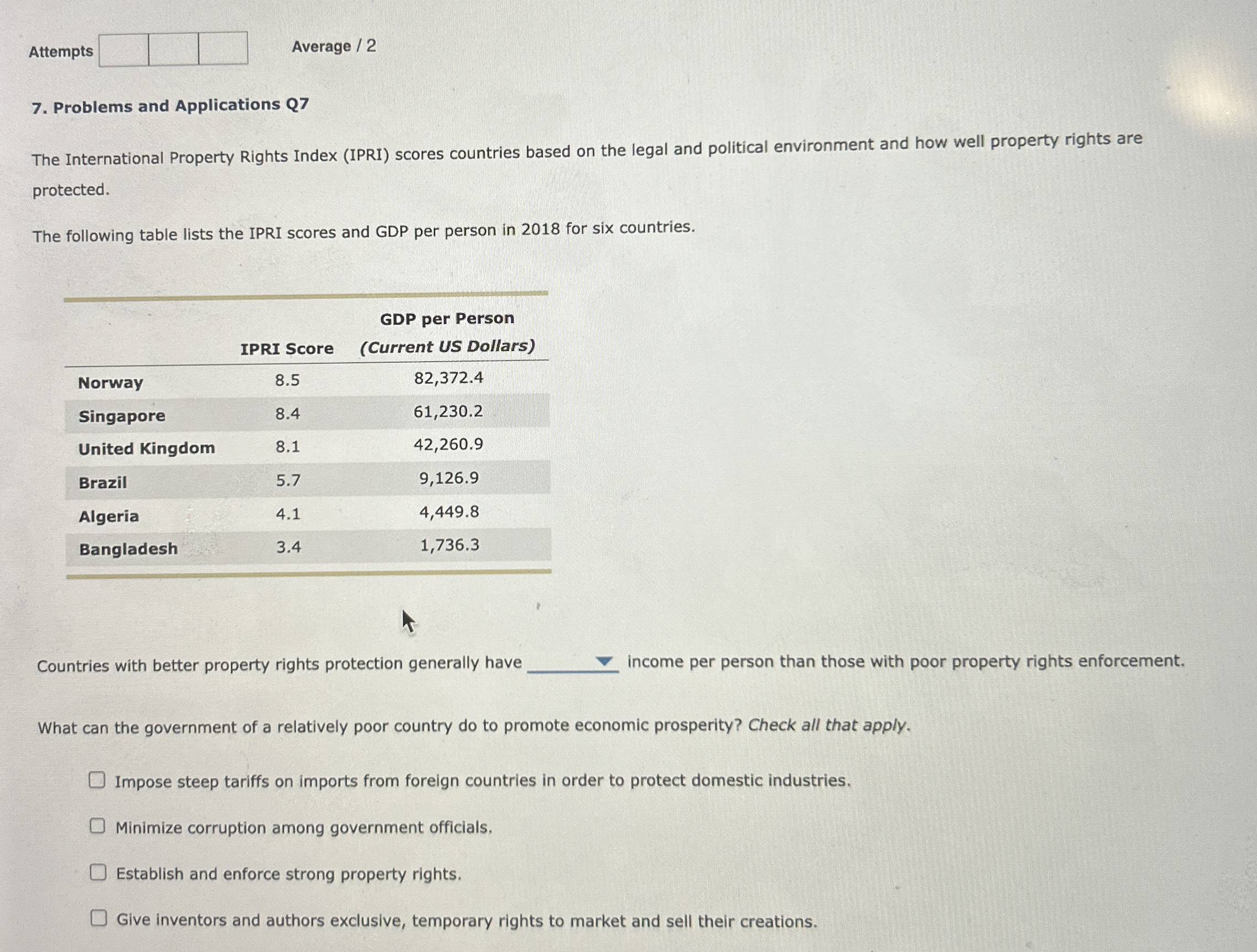 Attempts Average / 2 7 . Problems and