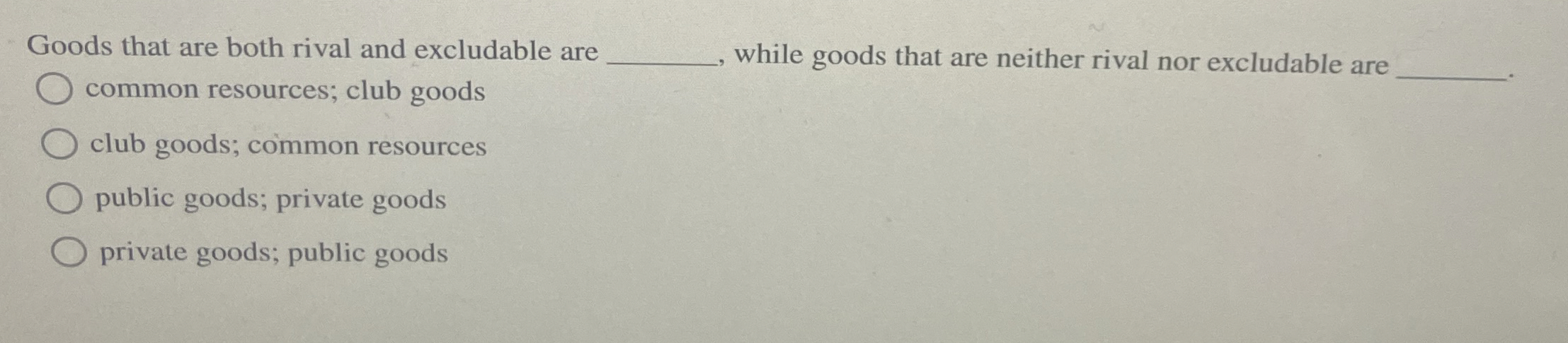 Goods that are both rival and excludable are