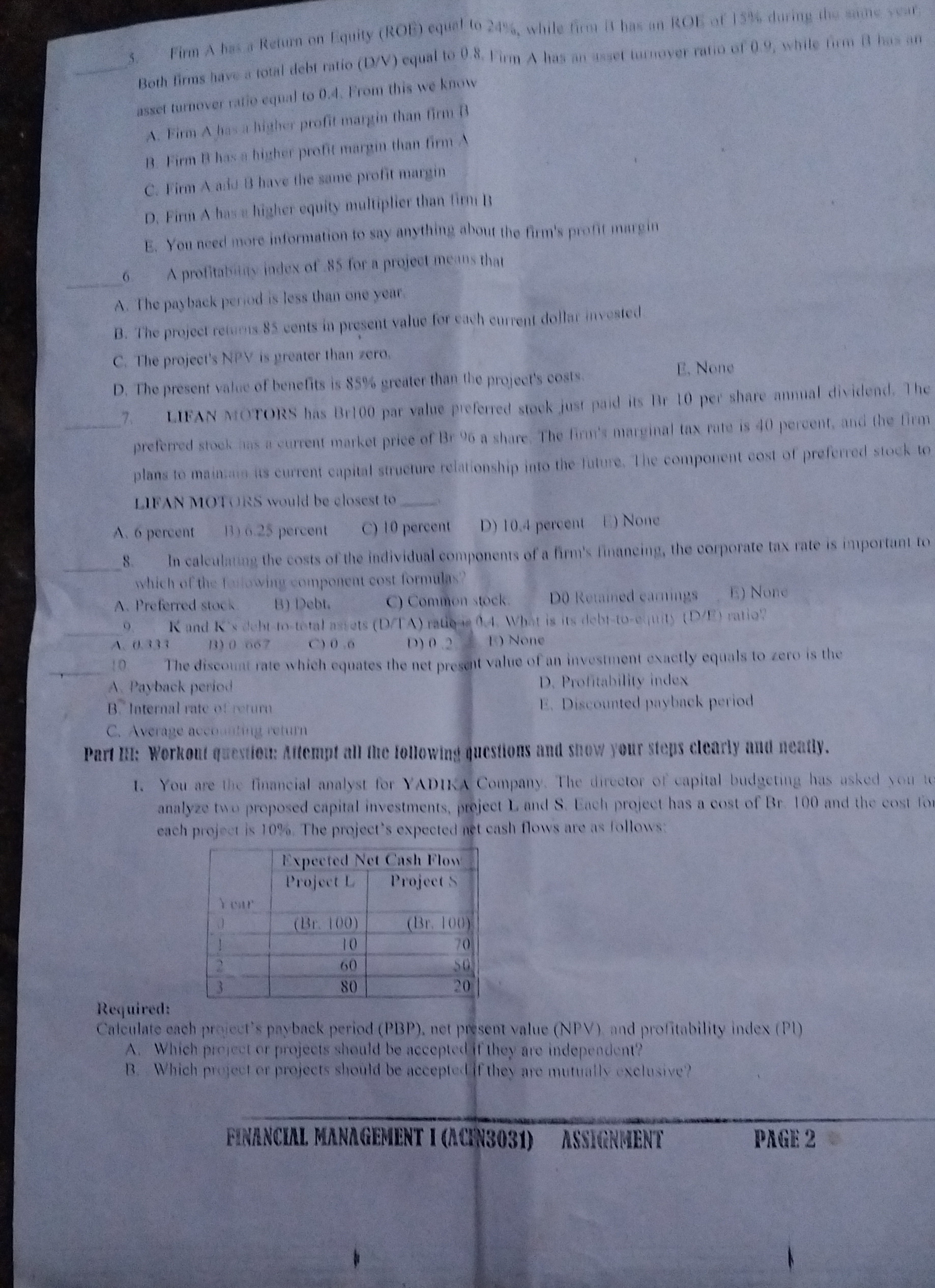 Firm A has a Return on Equity (ROE) equal to 215,