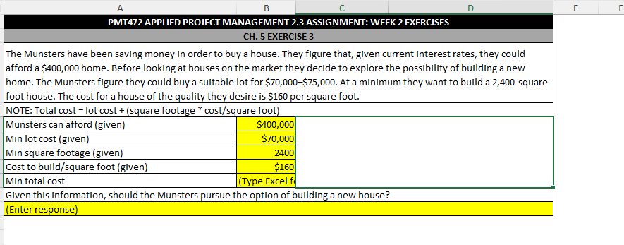 A B e D PMTA72 APPLIED PROJECT MANAGEMENT 2.3