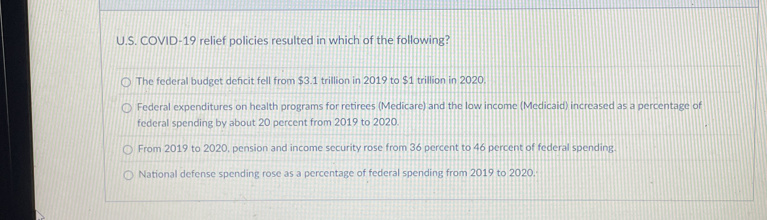 U . S . COVID - 1 9 relief policies resulted in