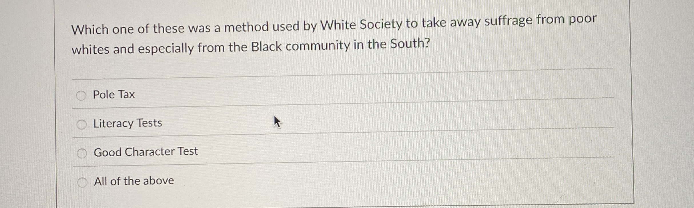 Which one of these was a method used by White