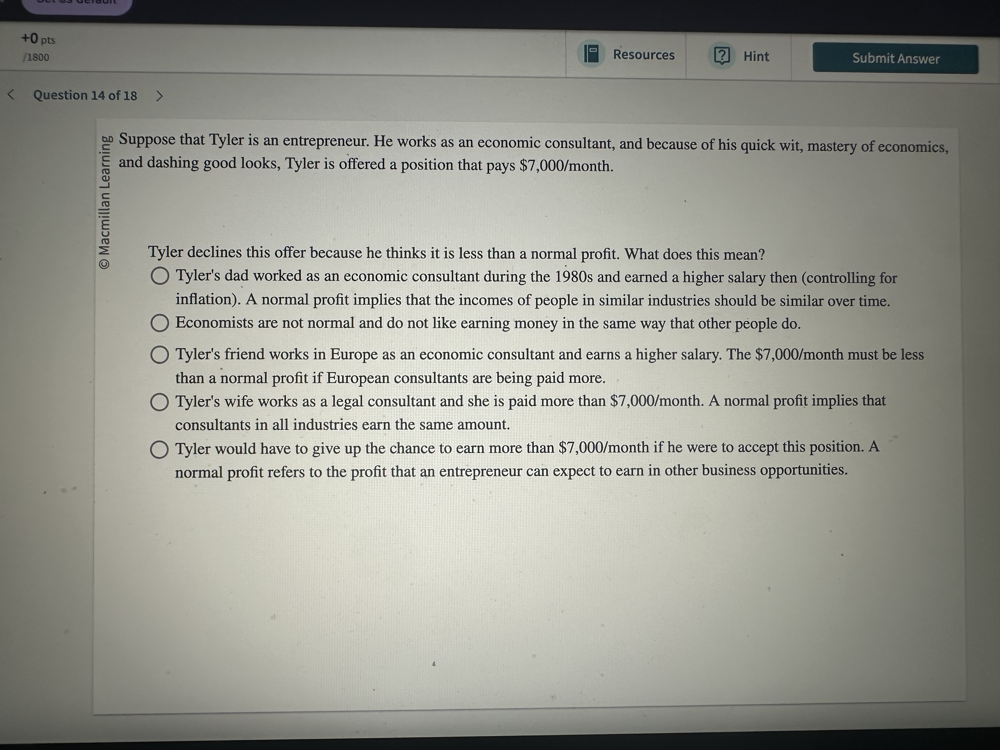 + 0 pts / 1 8 0 0 Resources Hint Question 1 4 of