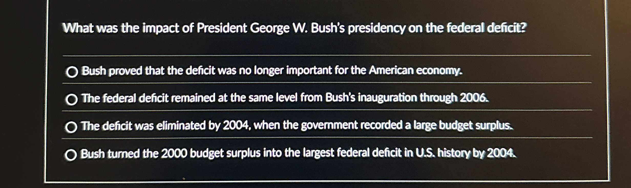 What was the impact of President George W .