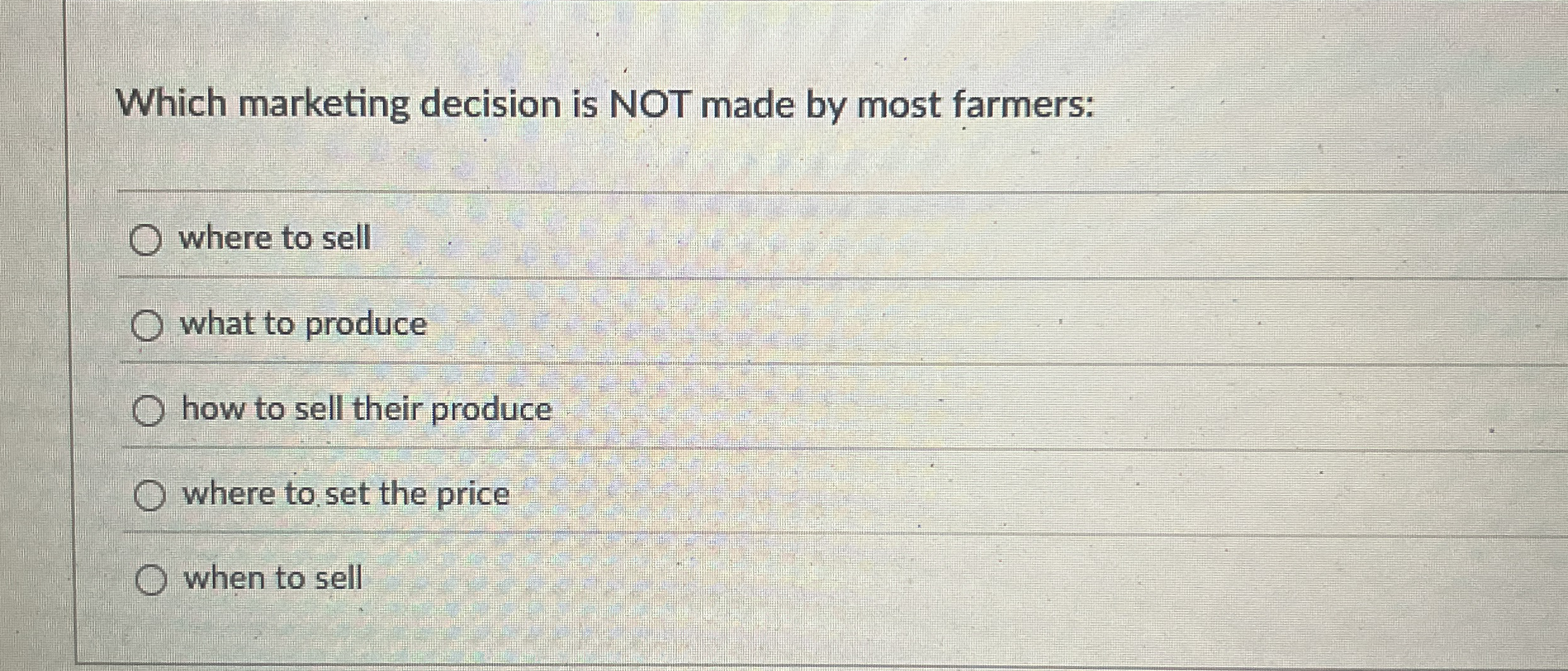 Which marketing decision is NOT made by most