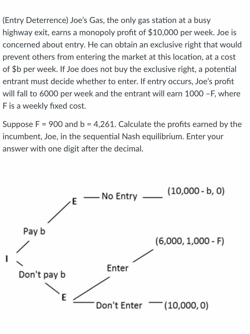 ( Entry Deterrence ) Joe's Gas, the only gas