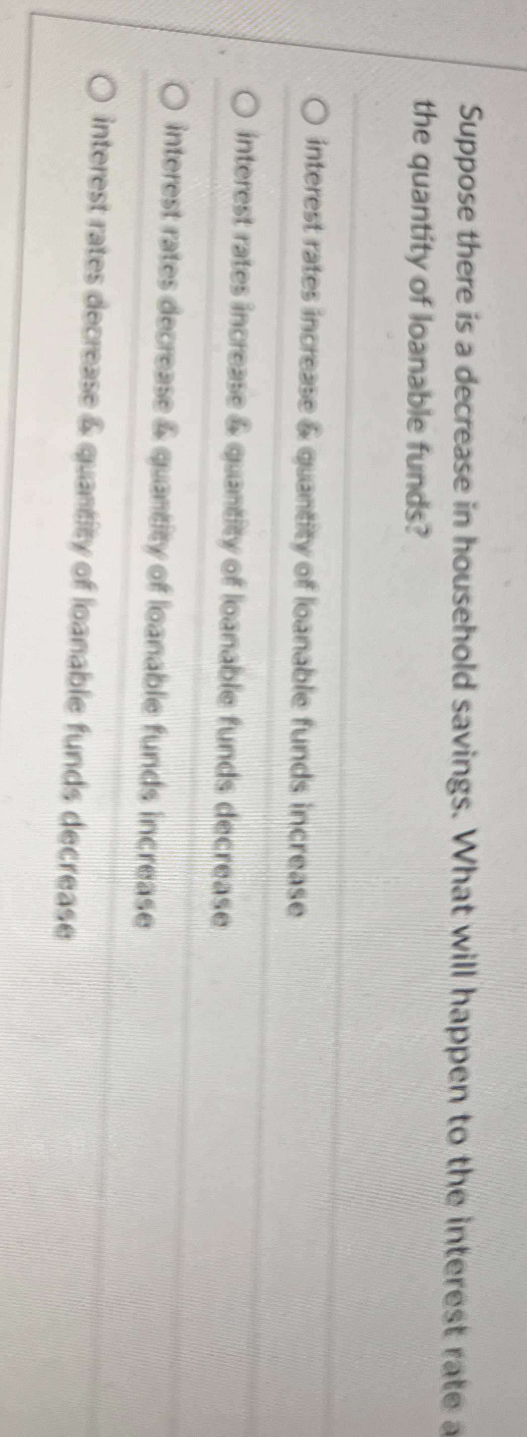 Suppose there is a decrease in household savings.