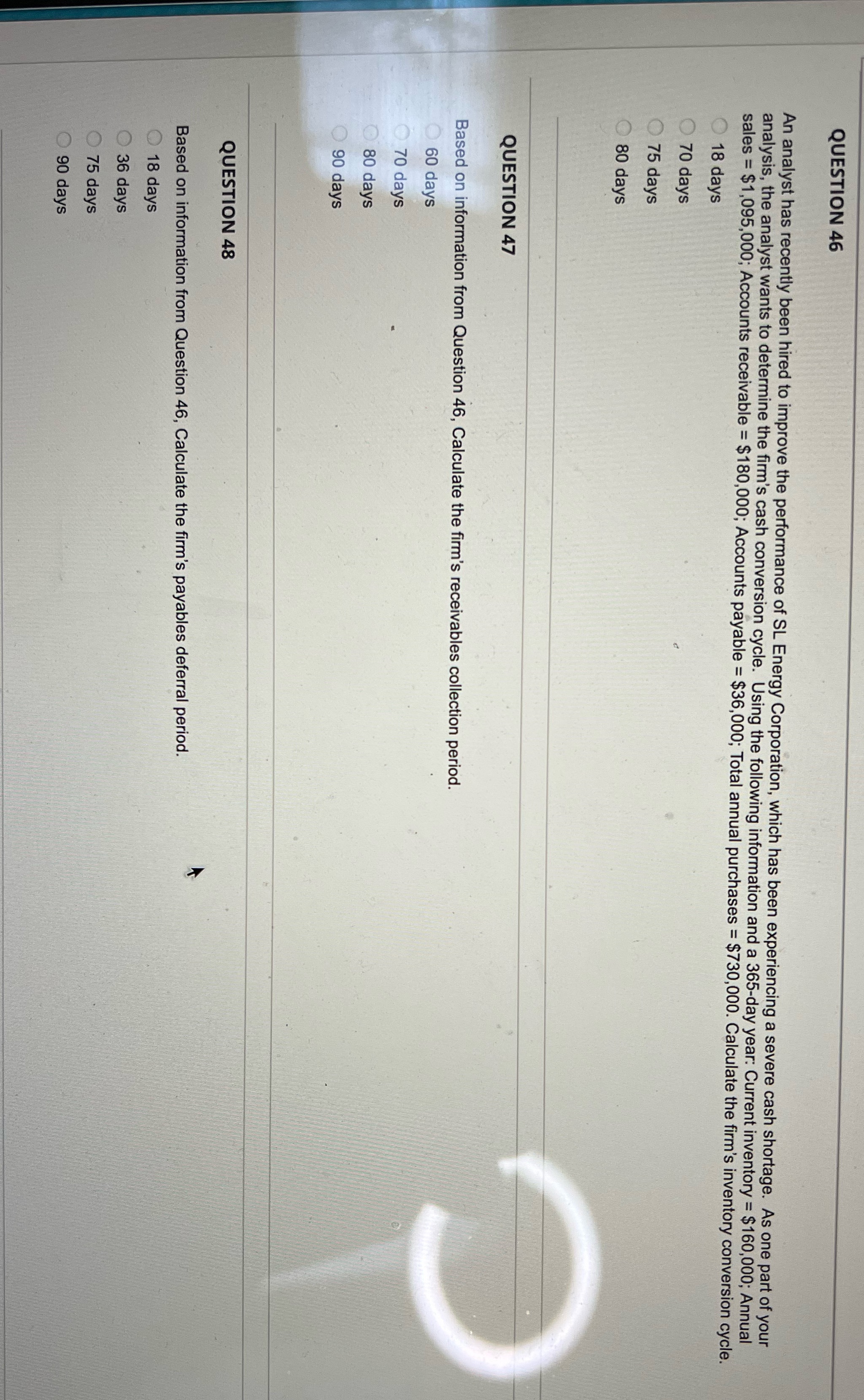 Please provide answer and steps QUESTION 46 An