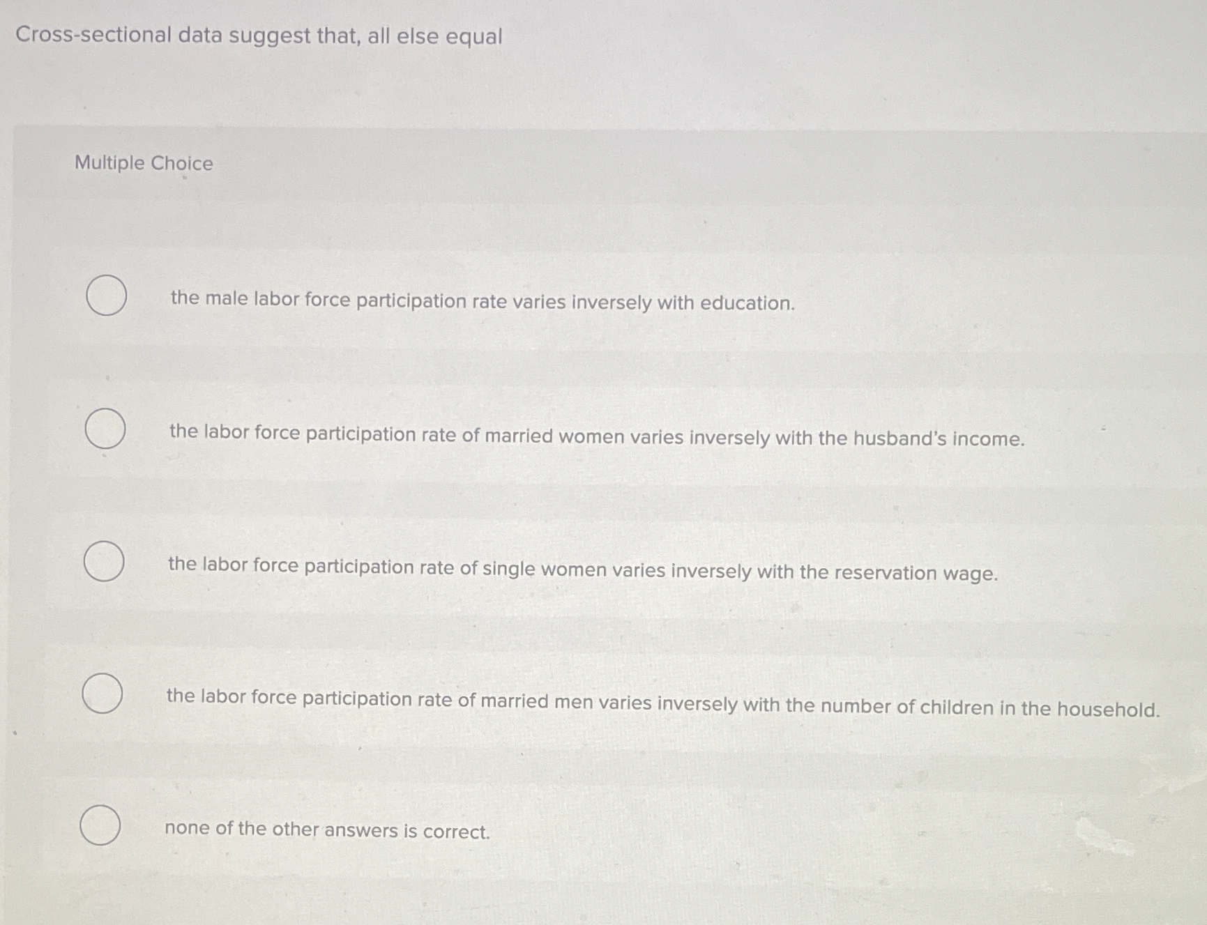 Cross - sectional data suggest that, all else