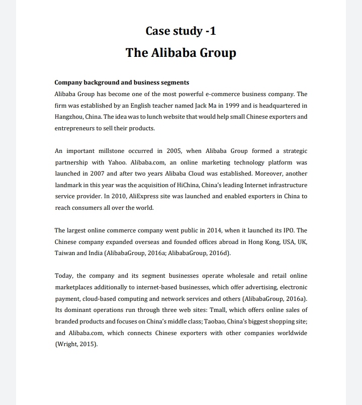 Case study -1 The Alibaba Group Company