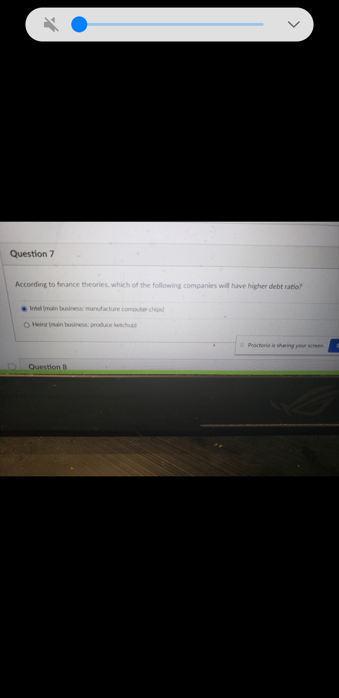 Q7 help quick pls Question 7 According to finance