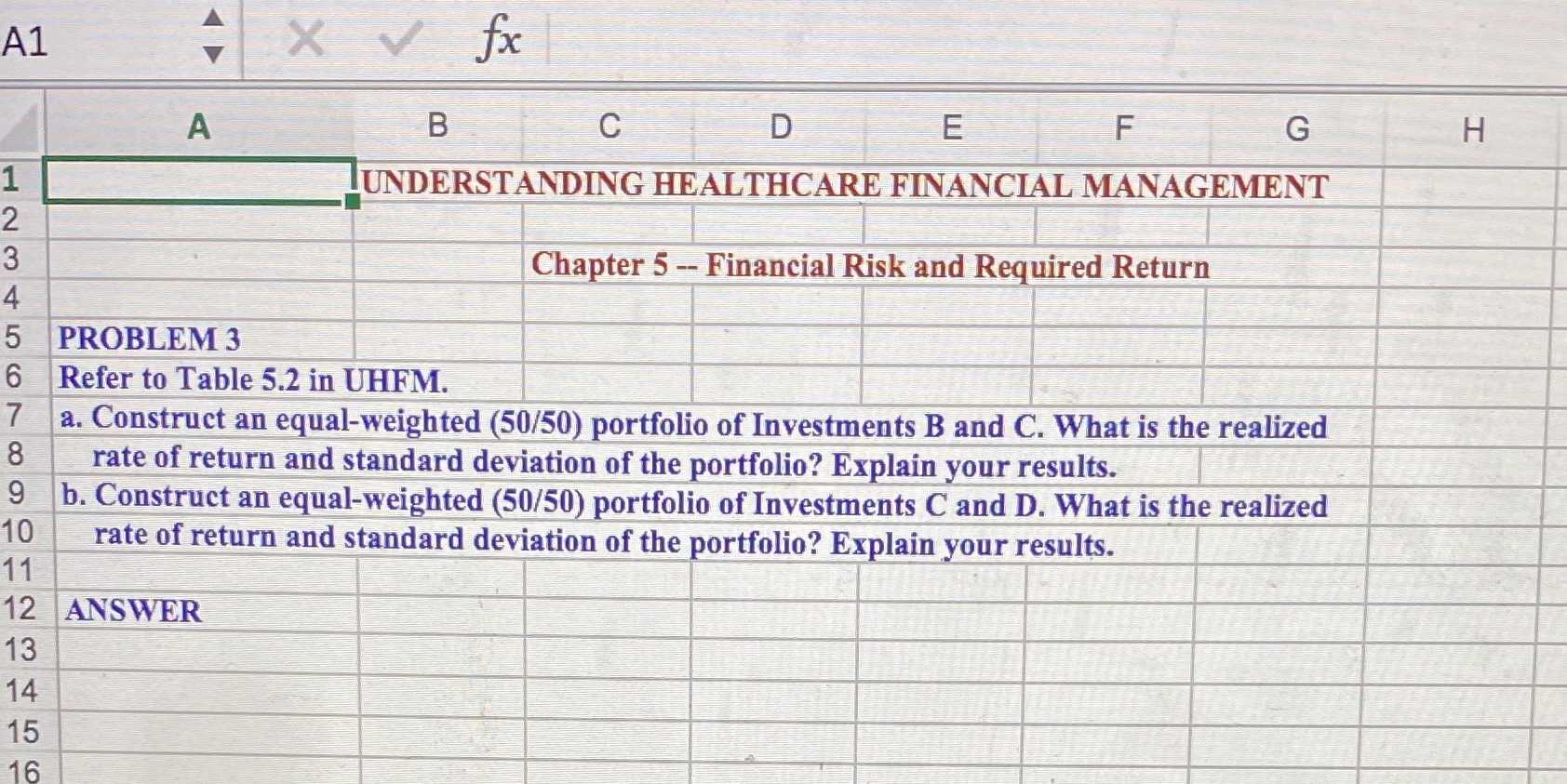 A1 X v fx A B C D E F G H UNDERSTANDING