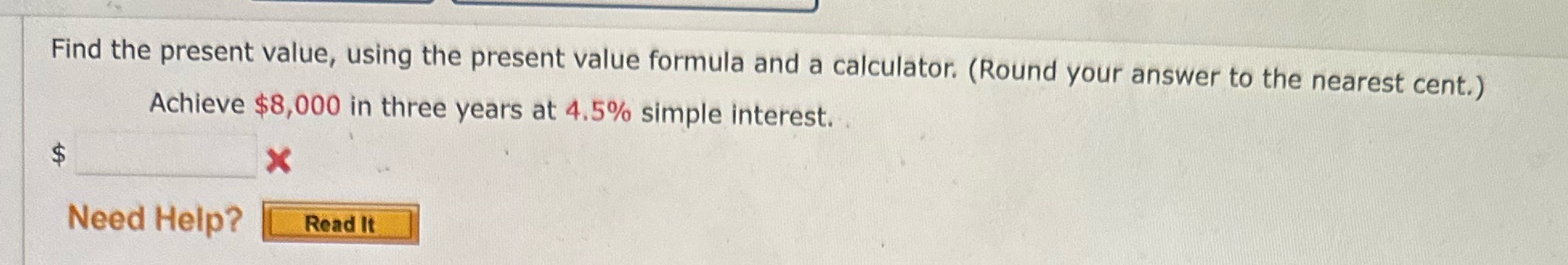 Find the present value, using the present value