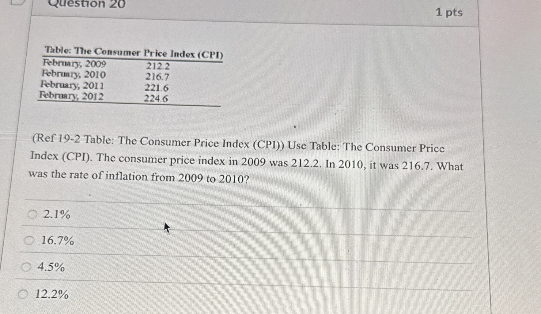 Question 2 0 1 pts \ table [ [ Table: The