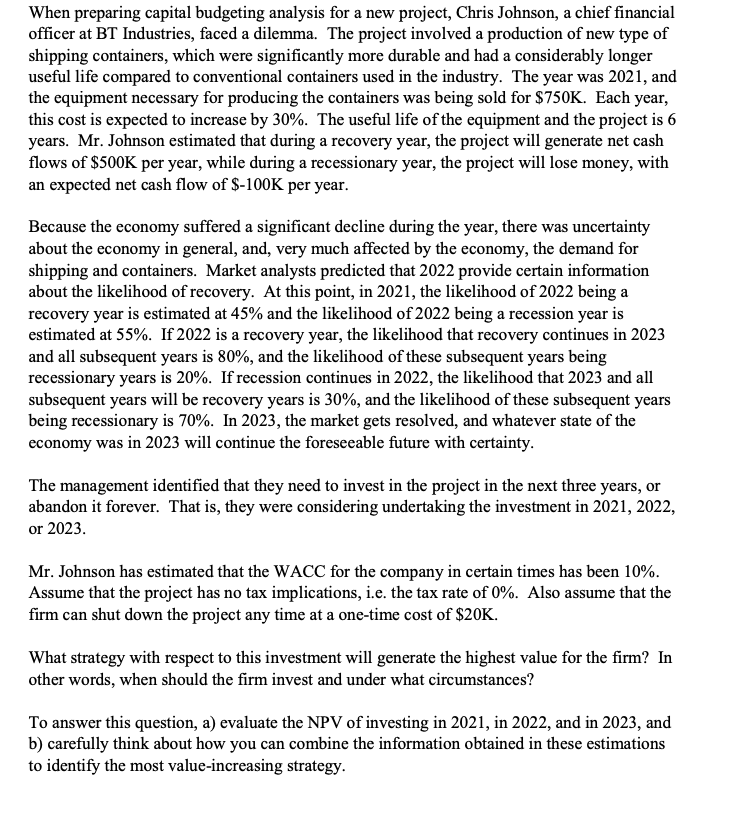 Decision Tree problem. Please layout the decision