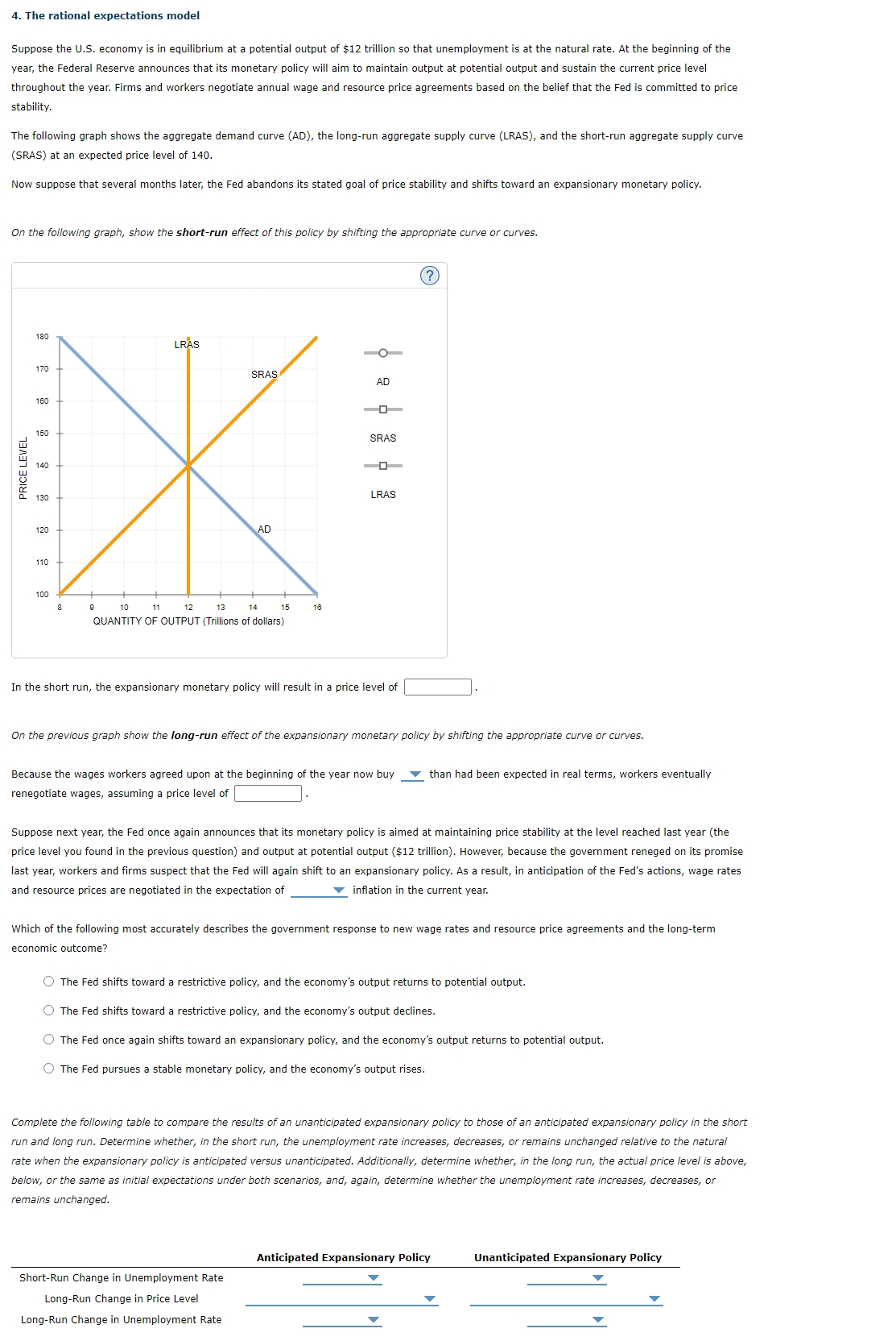 The rational expectations model Suppose the U . S