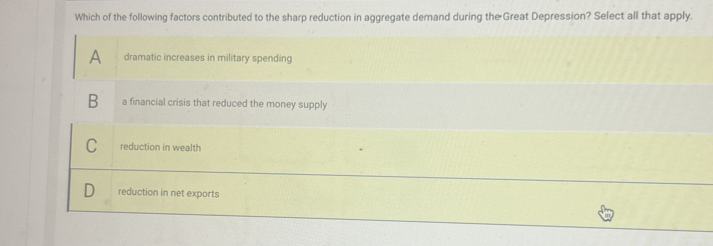 Which of the following factors contributed to the