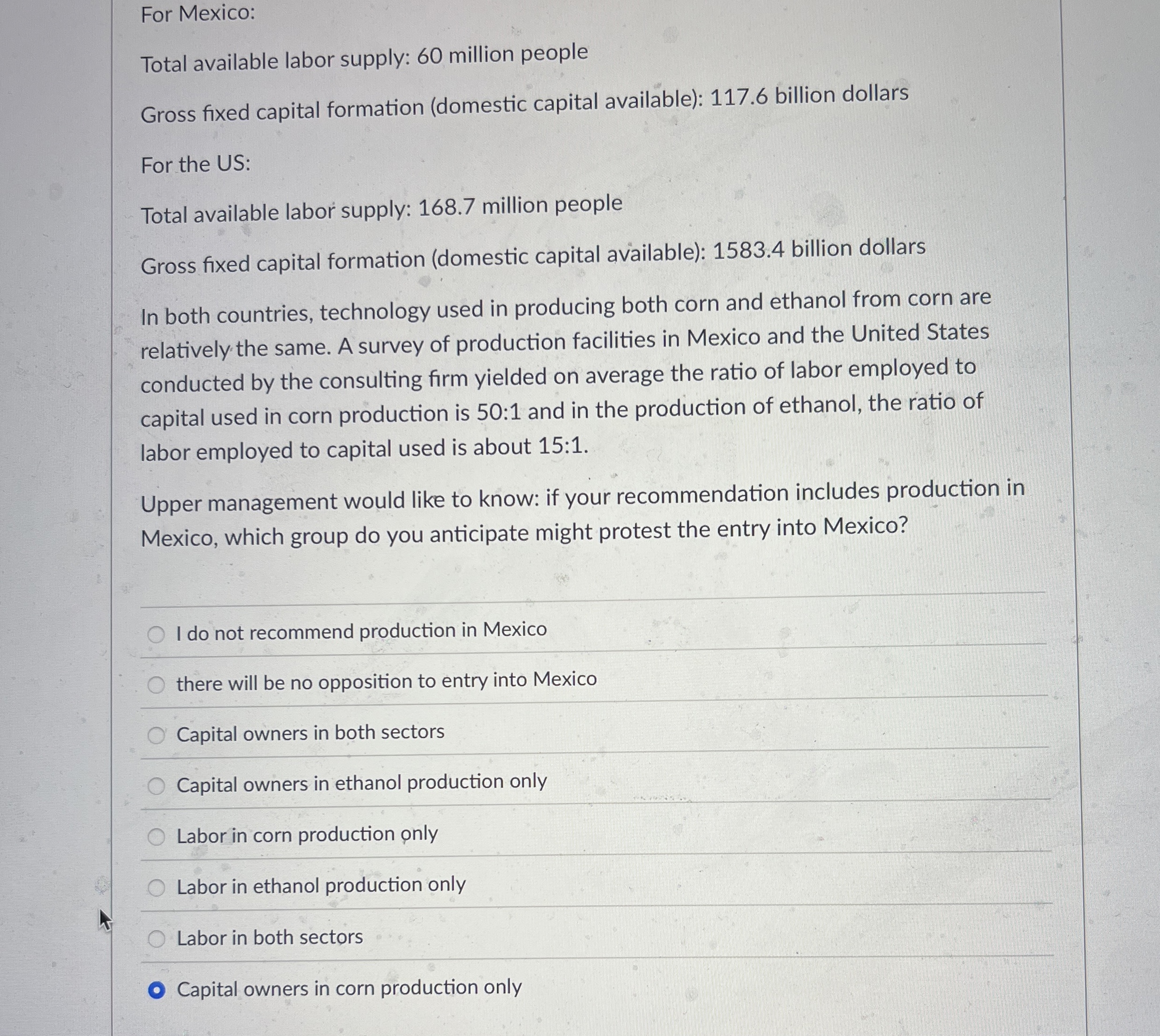 For Mexico: Total available labor supply: 6 0