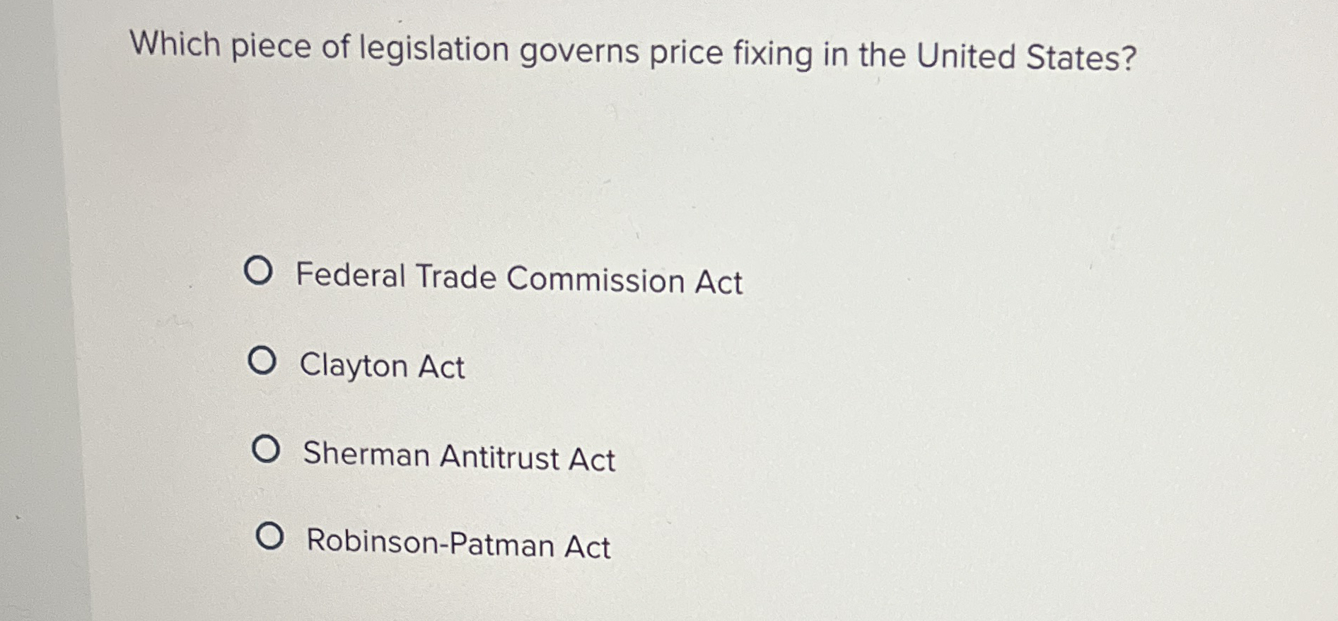 Which piece of legislation governs price fixing