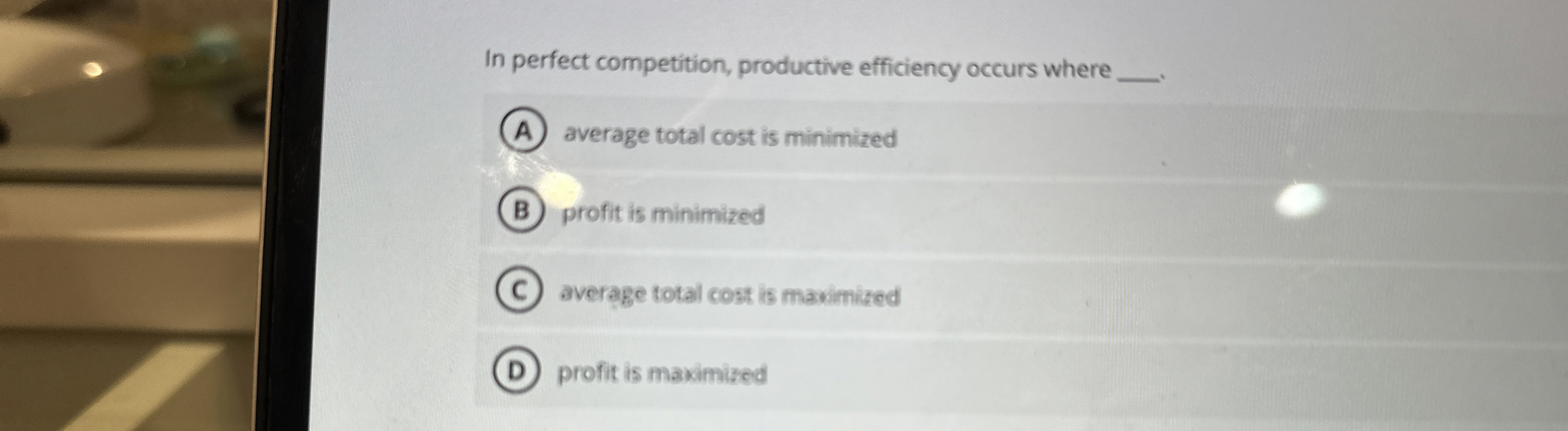 In perfect competition, productive efficiency