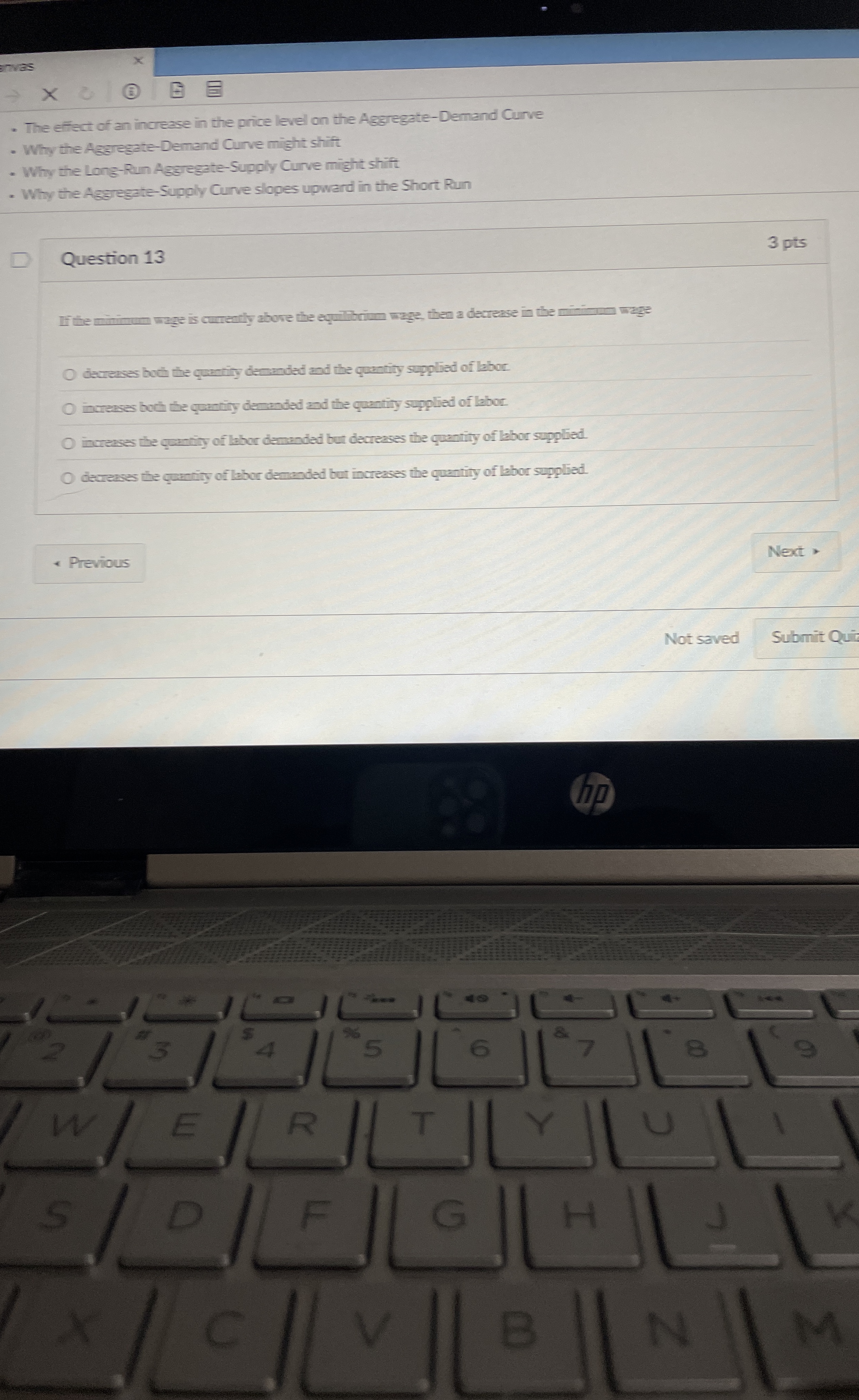 The effect of an increase in the price level on