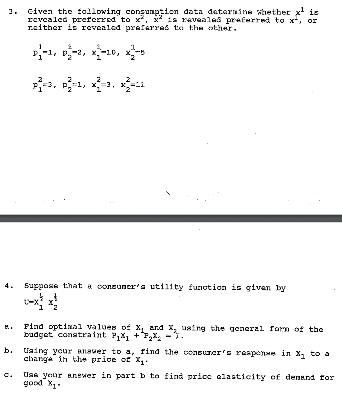 Given the following consumption data determine