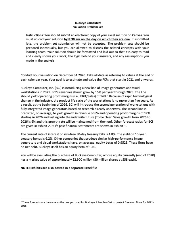 Buckeye Computers Valuation Problem Set