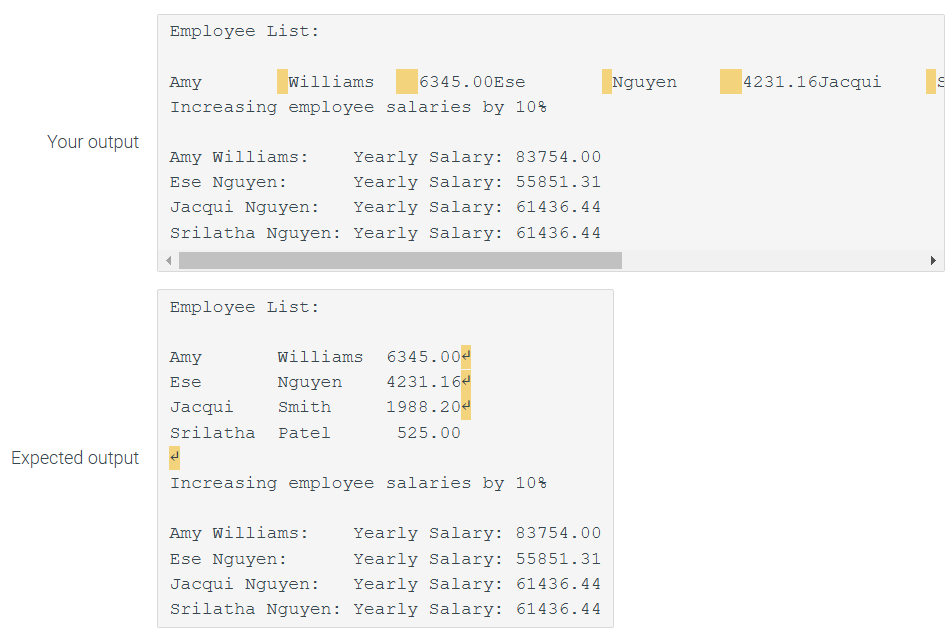 need help formatting output, the codes what is