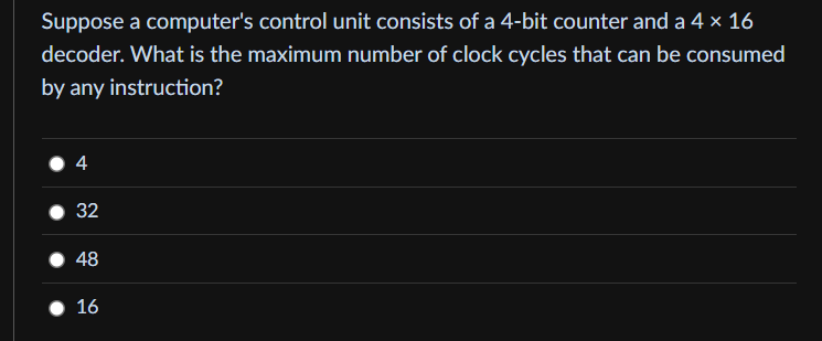 Suppose a computer's control unit consists of a 4
