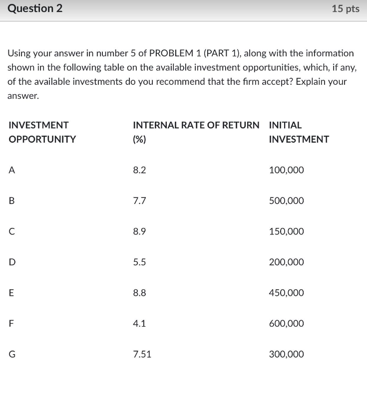 Question 1 30 pts INSTRUCTIONS: Satisfy what is