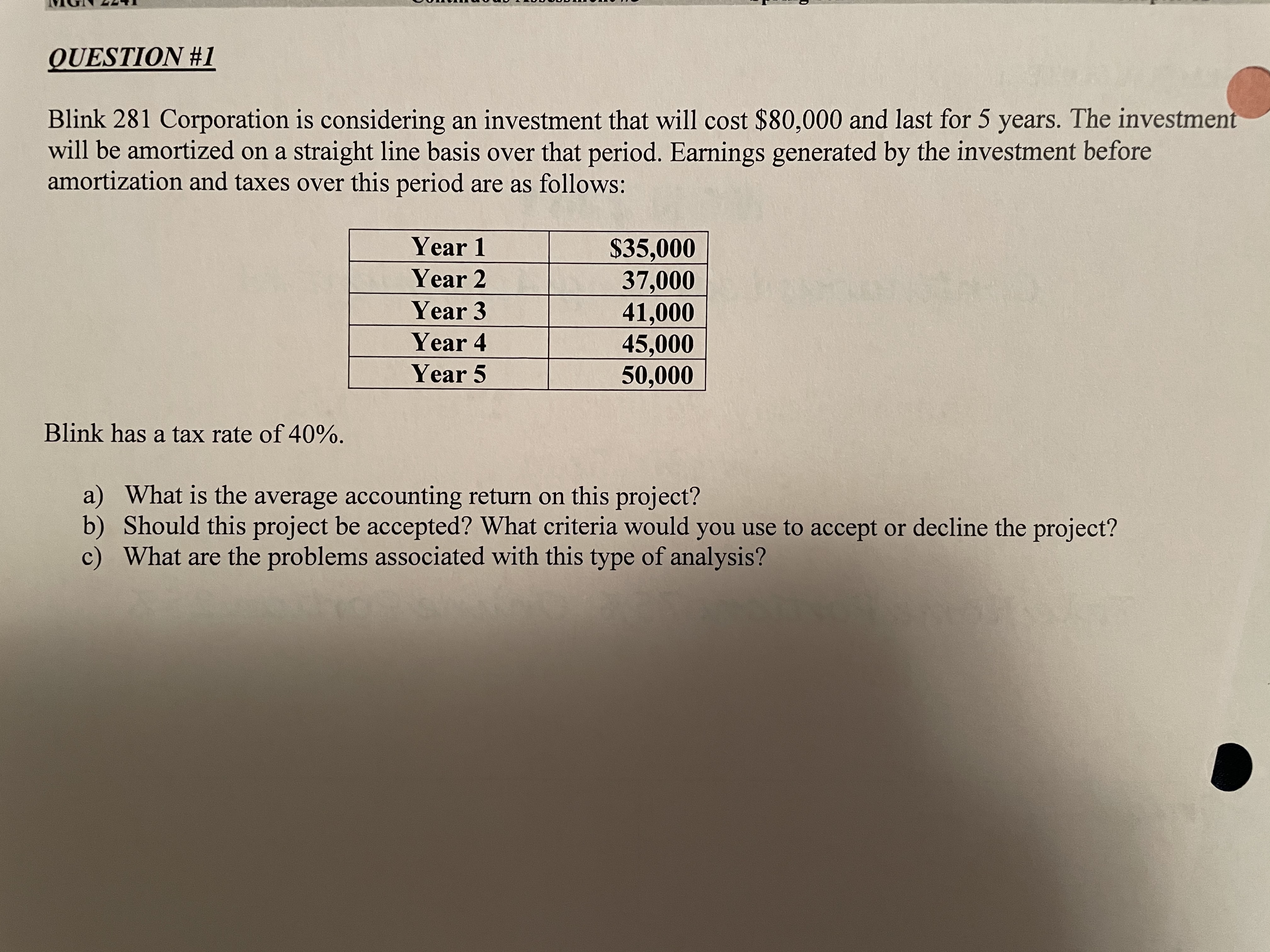 Please help a,b,c QUESTION #1 Blink 281