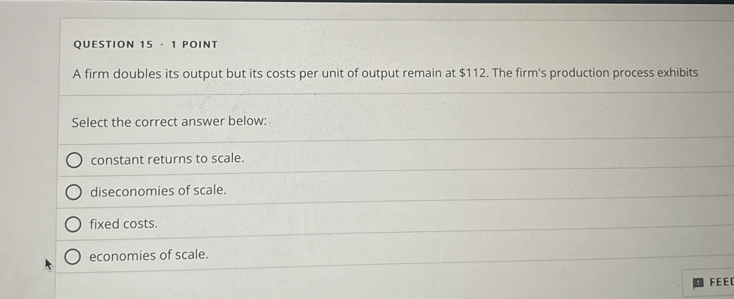 QUESTION 1 5 - 1 POINT A firm doubles its output