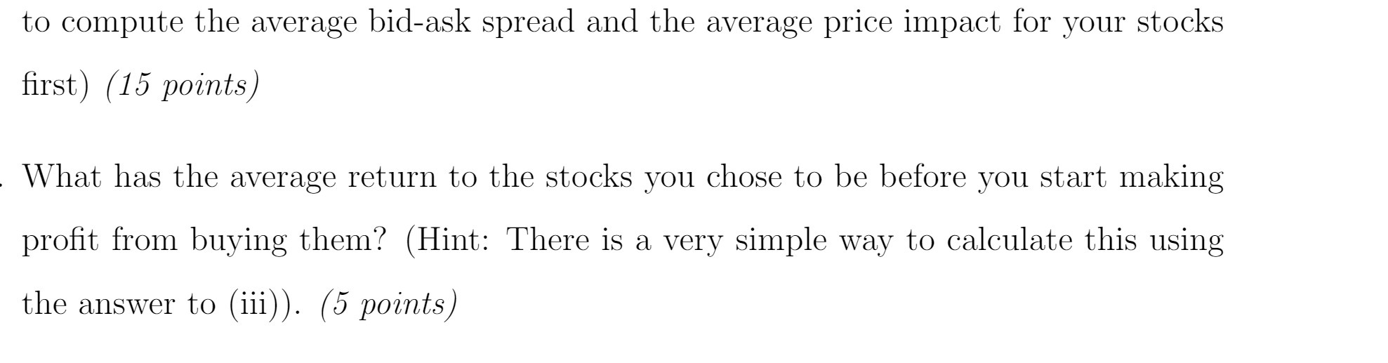 to compute the average bid-ask spread and the