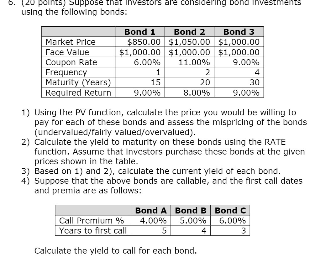 6. (20 points) Suppose that investors are