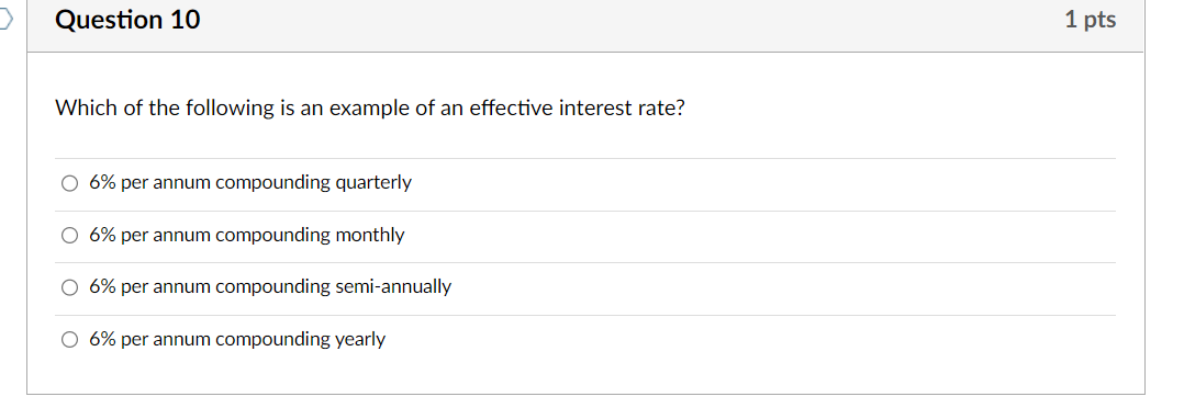 Question 10 1 pts Which of the following is an