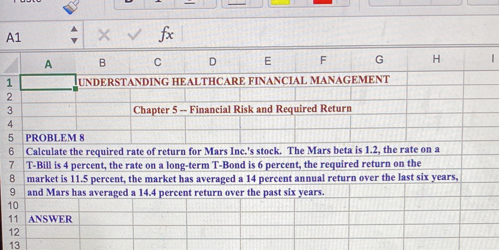 A1 X V fx A B C D E F G H UNDERSTANDING