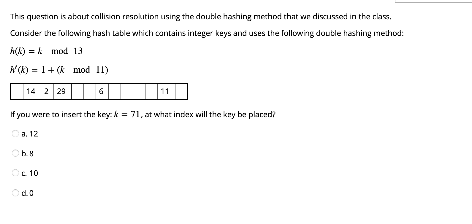 This question is about collision resolution using
