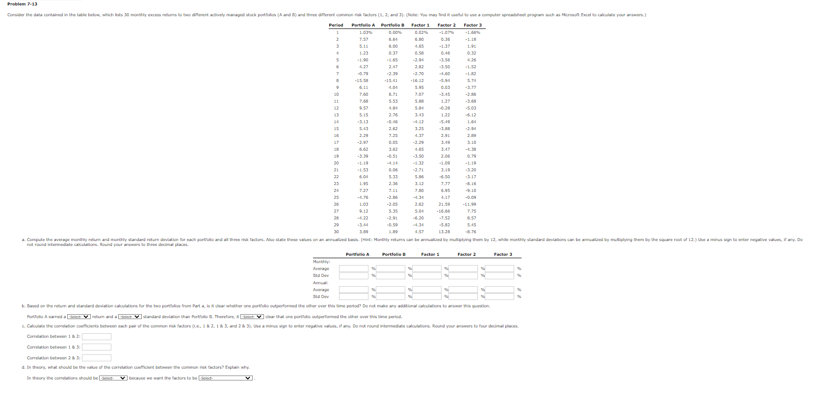 Problem 7-13 Consider the data contained in the