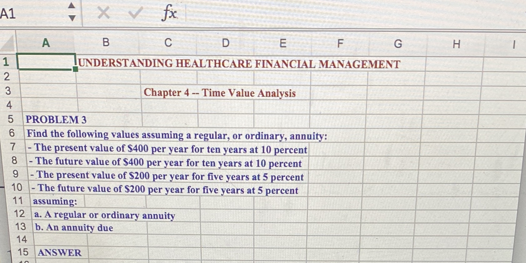 A1 X V fx A B C D E F G H UNDERSTANDING