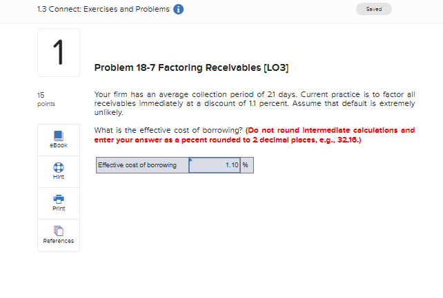 1.3 Connect: Exercises and Problems Saved Problem