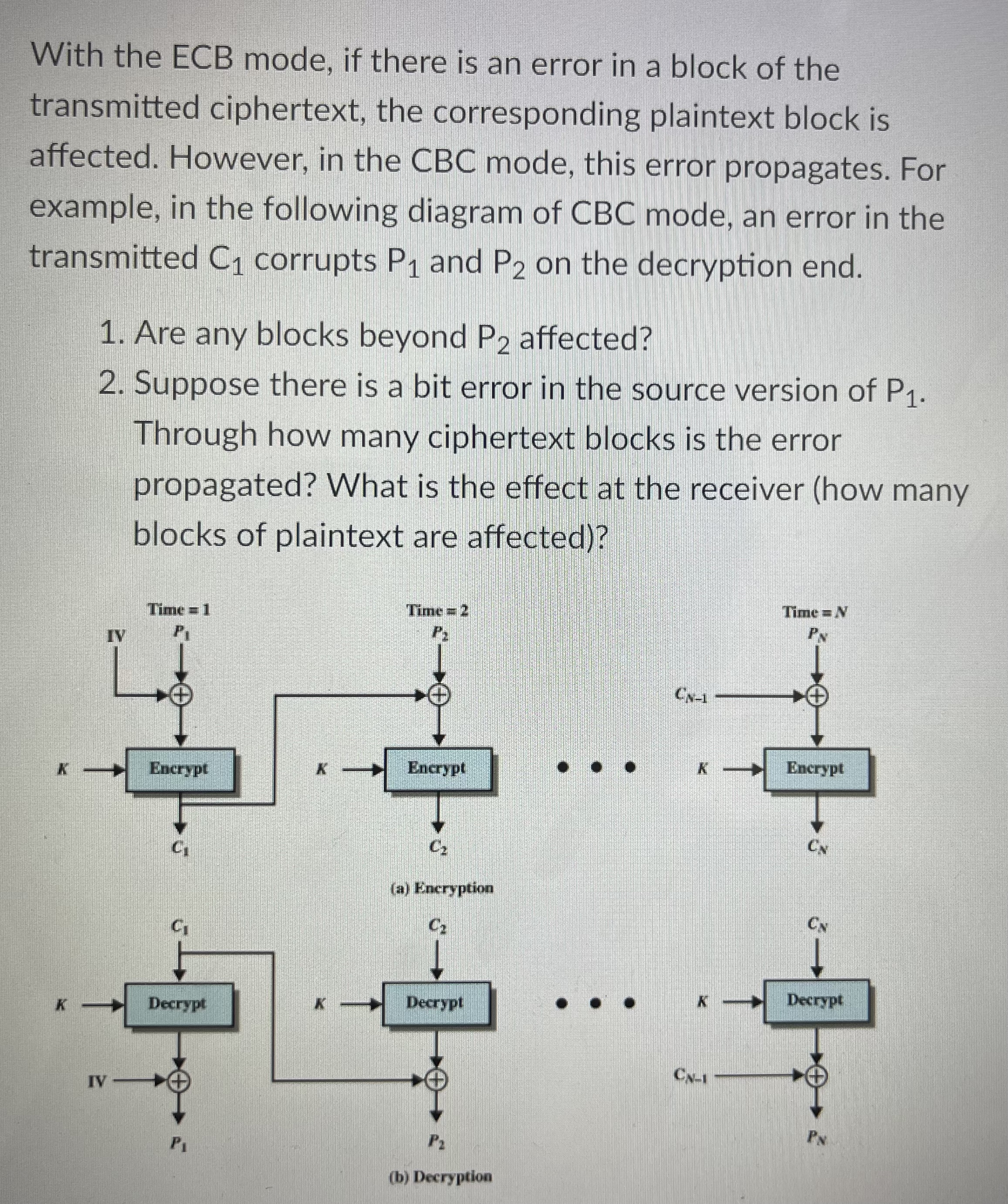 3 8 . With the ECB mode, if there is an error in