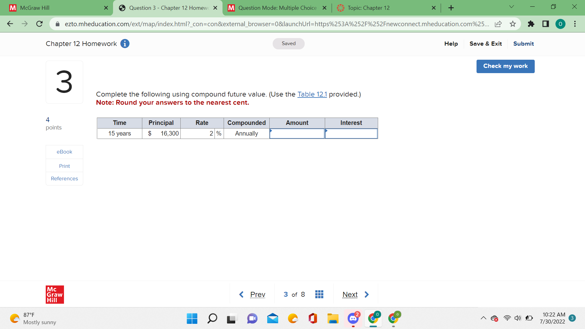 M Mcgraw Hill X Question 3 - Chapter 12 Homewc X