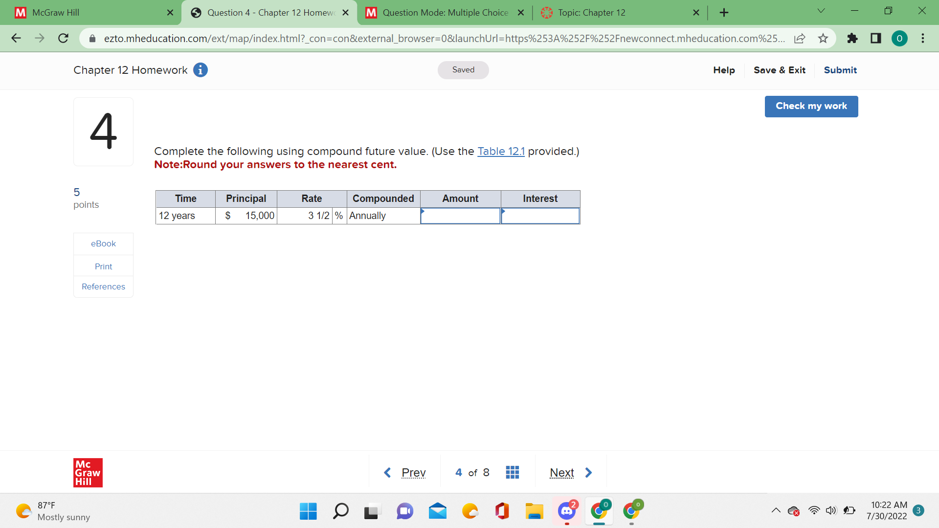 M Mcgraw Hill X Question 3 - Chapter 12 Homewc X