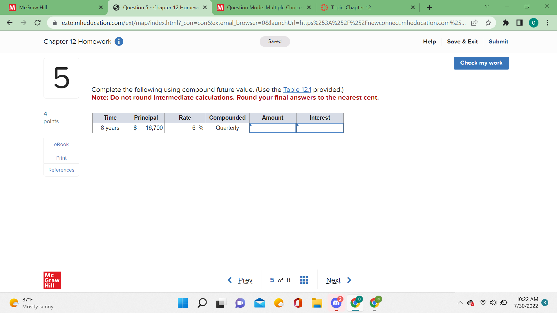 M Mcgraw Hill X Question 3 - Chapter 12 Homewc X